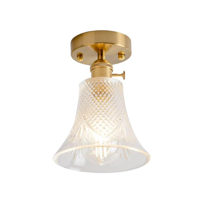 Industrial Chic Meets Modern Versatility: The Clear Glass Single - Light Gold Ceiling Light