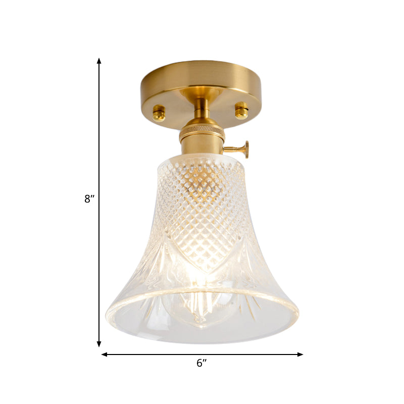 Industrial Chic Meets Modern Versatility: The Clear Glass Single - Light Gold Ceiling Light