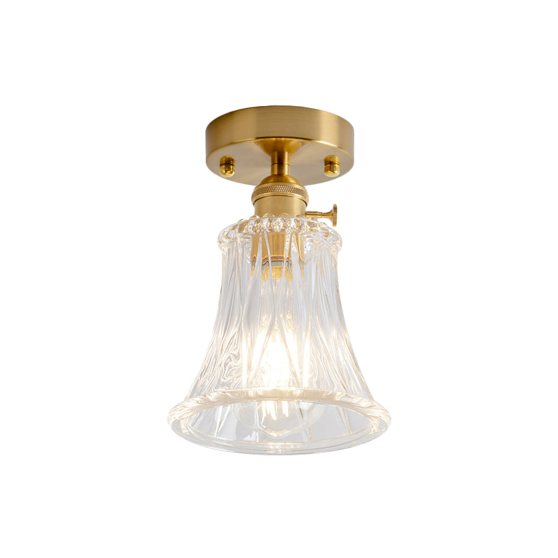 Industrial Chic Meets Modern Versatility: The Clear Glass Single - Light Gold Ceiling Light