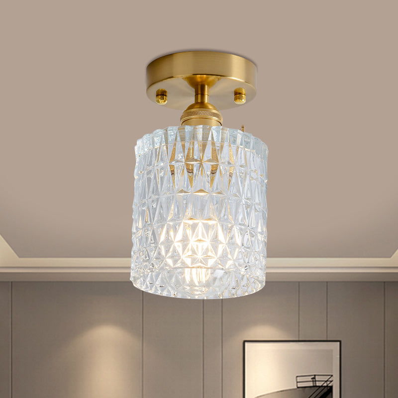 Industrial Chic Meets Modern Versatility: The Clear Glass Single - Light Gold Ceiling Light