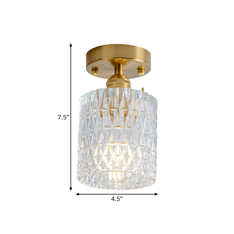 Industrial Chic Meets Modern Versatility: The Clear Glass Single - Light Gold Ceiling Light