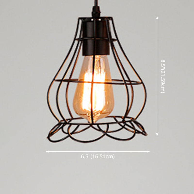 Catherine - Adjustable Industrial Pendant Light With Metal Cage (Various Shapes)