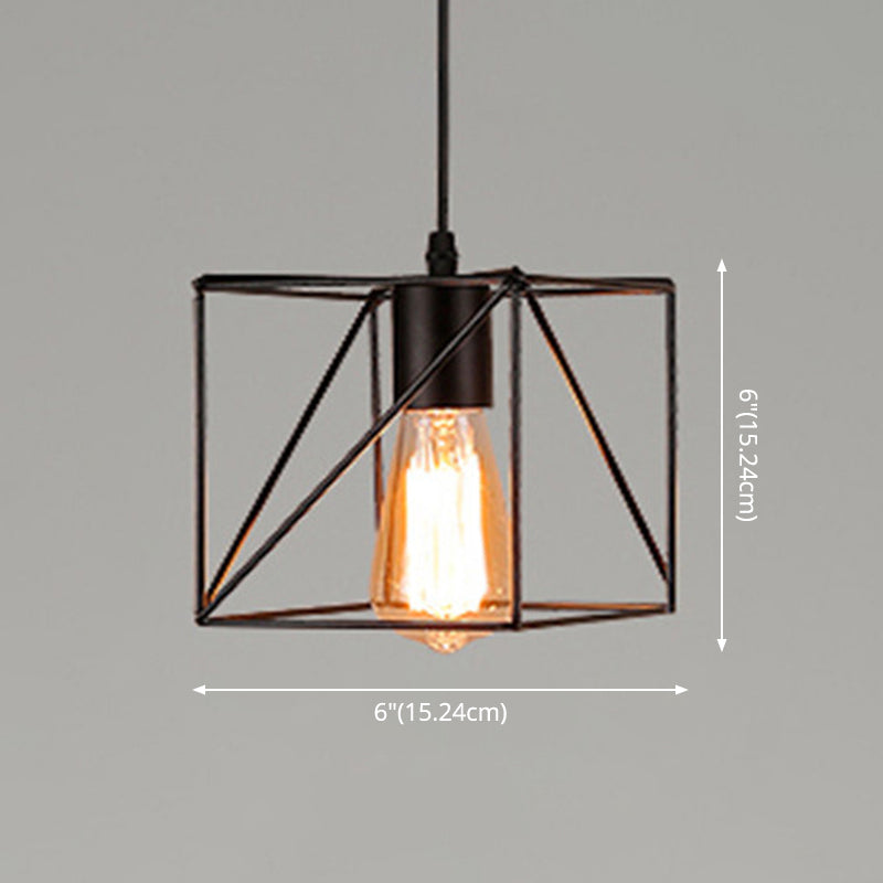 Catherine - Adjustable Industrial Pendant Light With Metal Cage (Various Shapes)