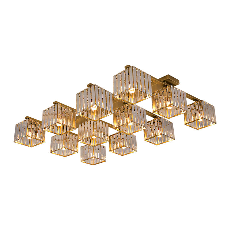 Anya’s Modern Crystal Chandelier - Square Design Ceiling Light