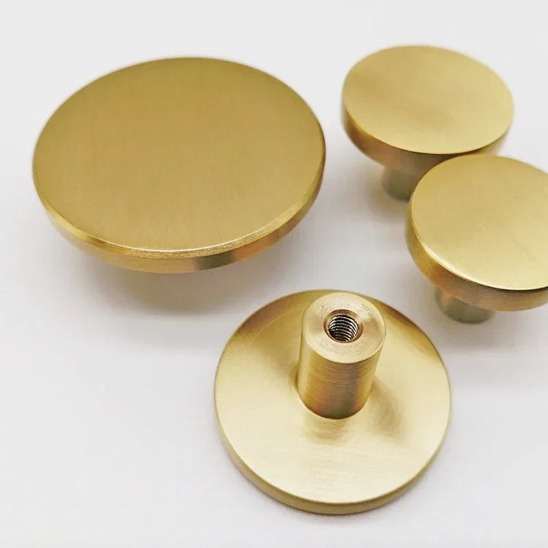 6pcs Solid Brass Cabinet Knobs – European Round Handles for Drawers Cupboards and Wardrobes diameter 32mm knob