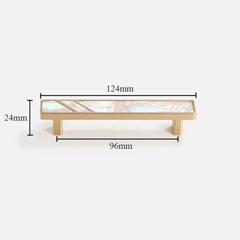 Brass Furniture Handle with Natural Shell – Modern Wardrobe Drawer and Dresser Knobs white 124mm Handles