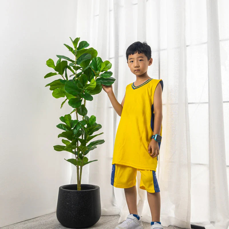 Dlight Decor 122cm Large Ficus Tree Branch with Tropical Rubber Leaves 122cm and 64cm