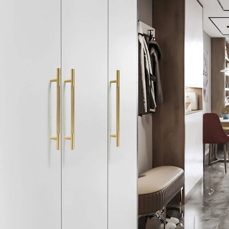 Cutting Diamond Knurled Brass Cabinet Handles – Textured Wardrobe Pulls and Drawer Knobs Handles