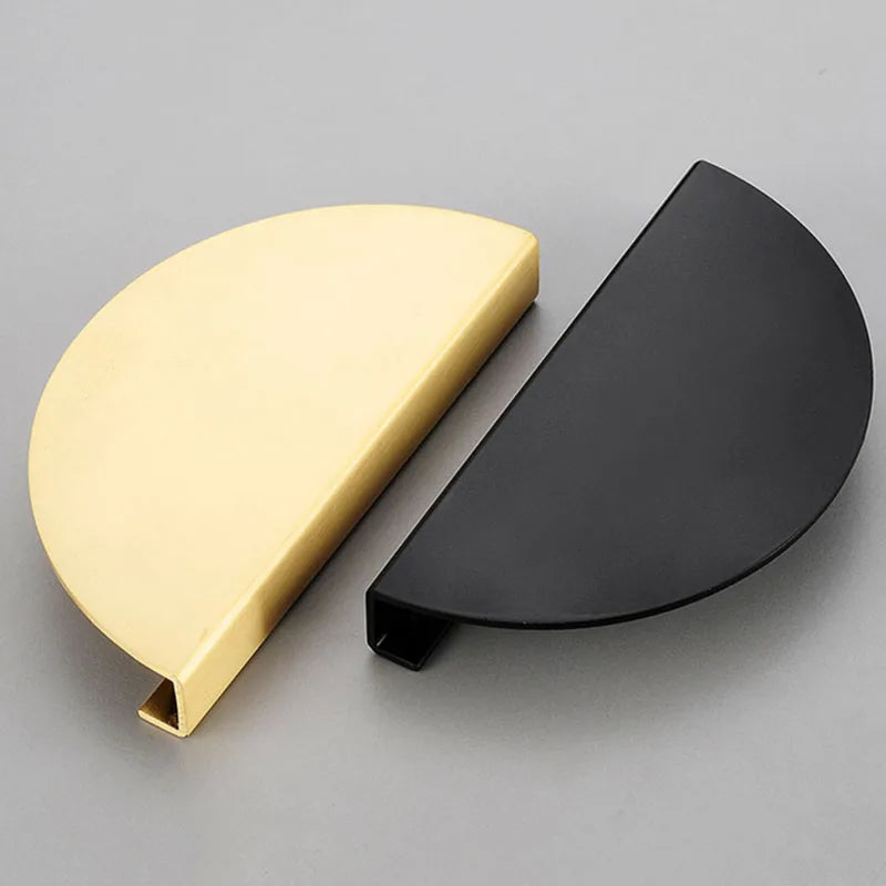 Half-Round Brass Wardrobe Handles – Modern Gold Black and Silver Cabinet Pull Knobs (100mm/120mm/150mm) Gold