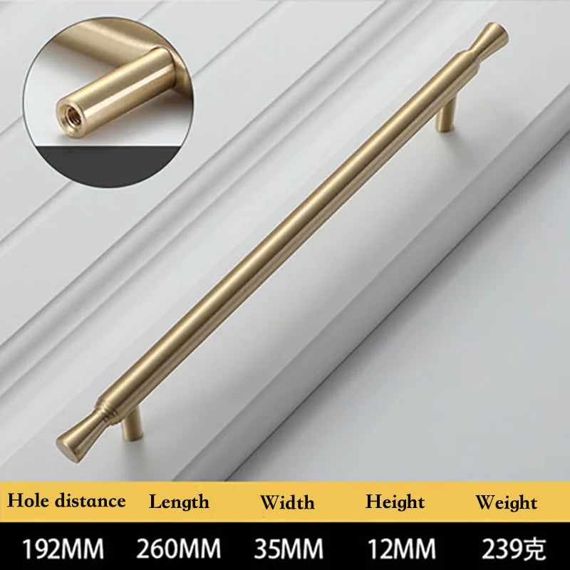 Solid Brass Kitchen Cabinet Handles – Modern Bar Pulls for Drawers and Wardrobes 260mm Handles