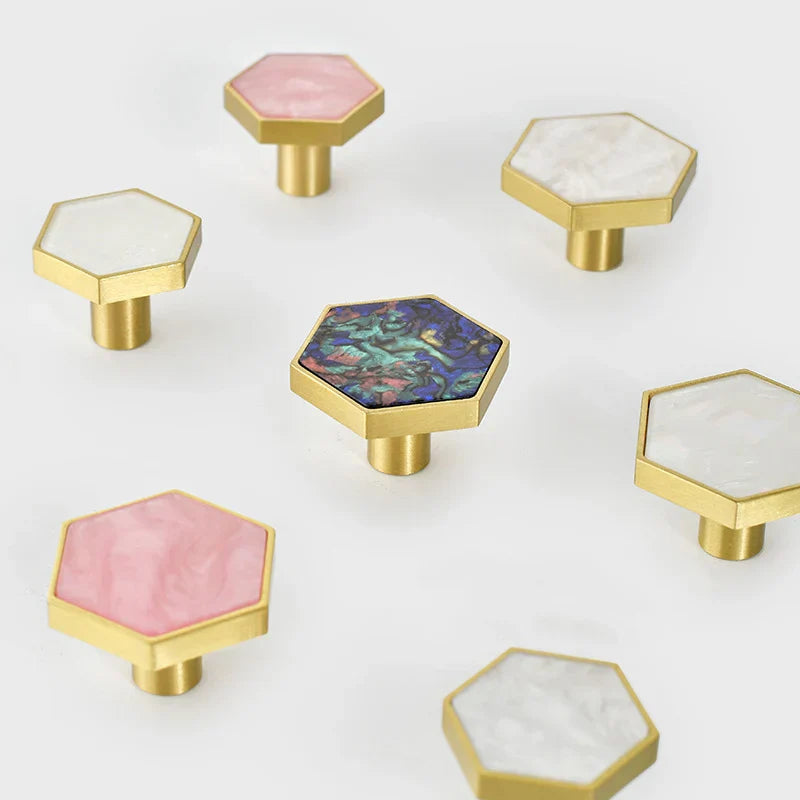 Modern Brass Shell Knobs – Colorful Cabinet Pulls for Wardrobes Dressers and Cupboards knob
