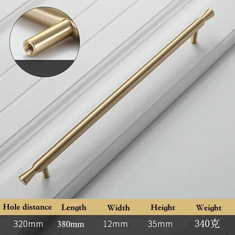 Solid Brass Kitchen Cabinet Handles – Modern Bar Pulls for Drawers and Wardrobes 380mm Handles