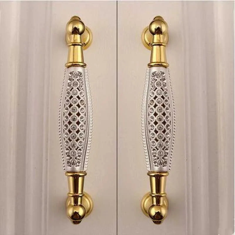 Deluxe 24K Gold Furniture Handle with K9 Crystal – Elegant Drawer Pull for Cabinets and Wardrobes (96mm) Handles