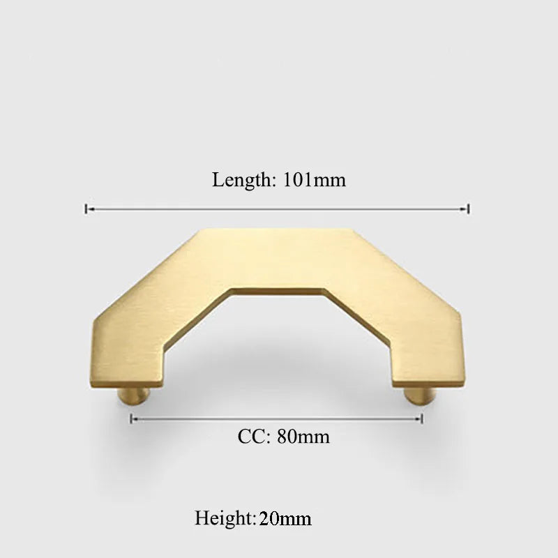 Gold Brass Octagon Cabinet Handles – Large Wardrobe Pulls and Bookcase Knobs (1 Pair) 101mm Handles