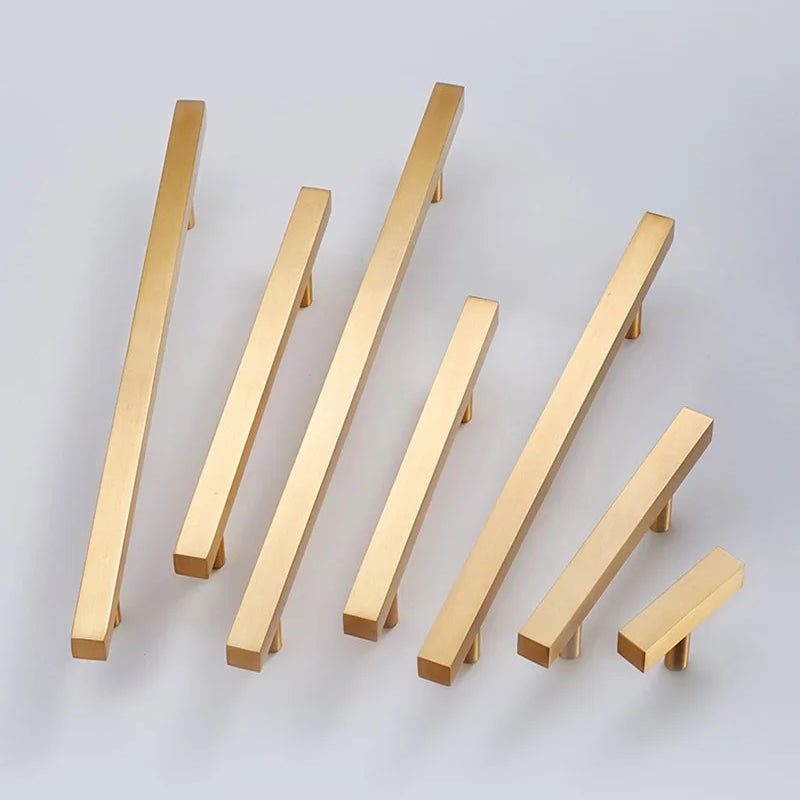 12x12mm Brass Wardrobe Handles – Modern Square Cabinet Pulls for Drawers and Dressers (50mm-380mm) Handles