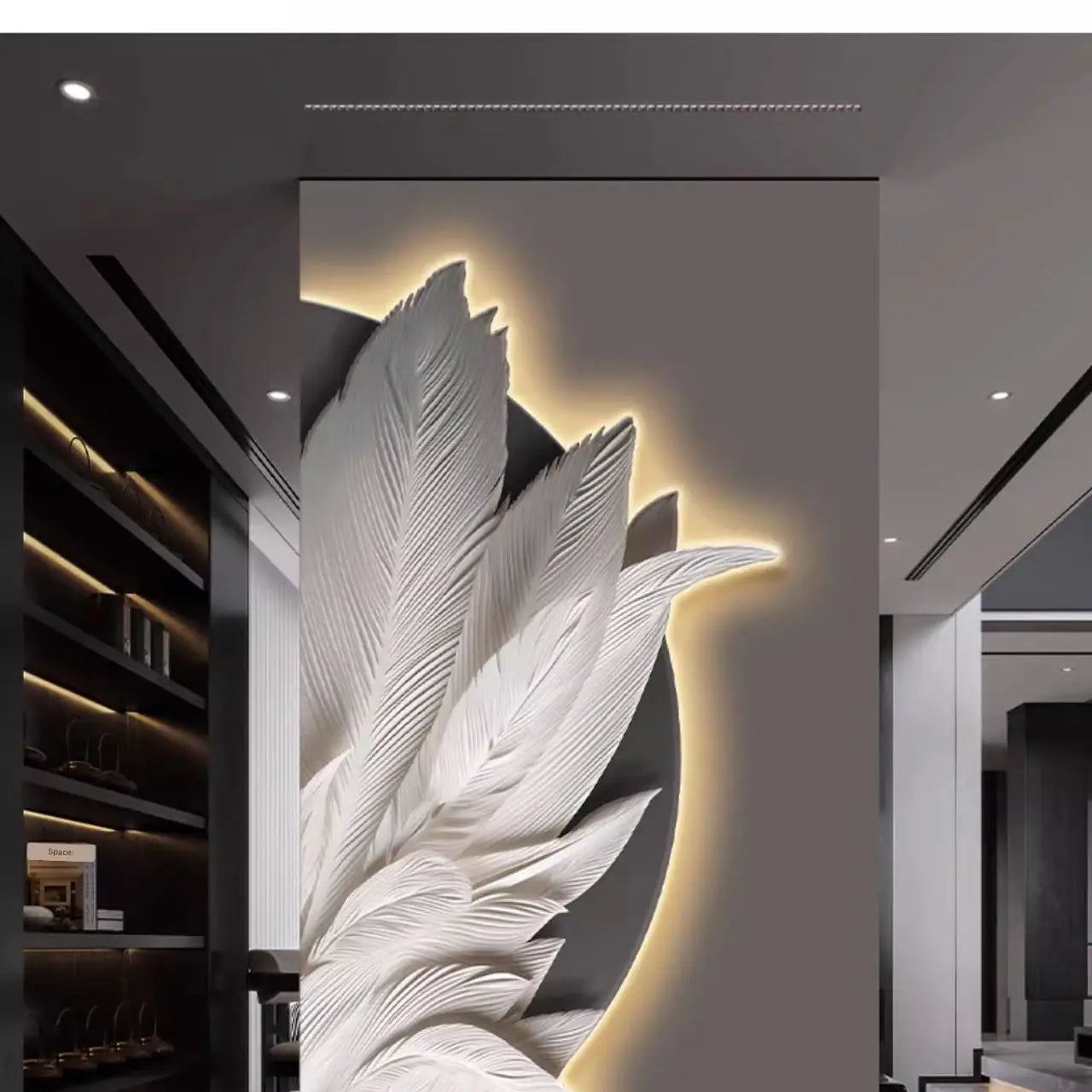 Dlight Decor Feather Mural LED Light for Entry Walls Wall Art