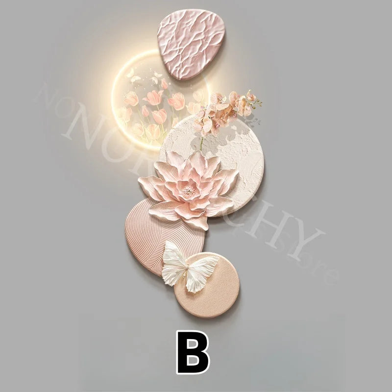 Dlight Decor Butterfly Mural Light for Entrance Walls B / 120X60CM / warm light Wall Art