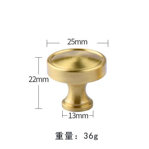 Modern Pure Brass Cabinet Handles - Single Hole Brushed Gold Drawer Knobs for Kitchen and Wardrobes 3-small 1 Knonbs