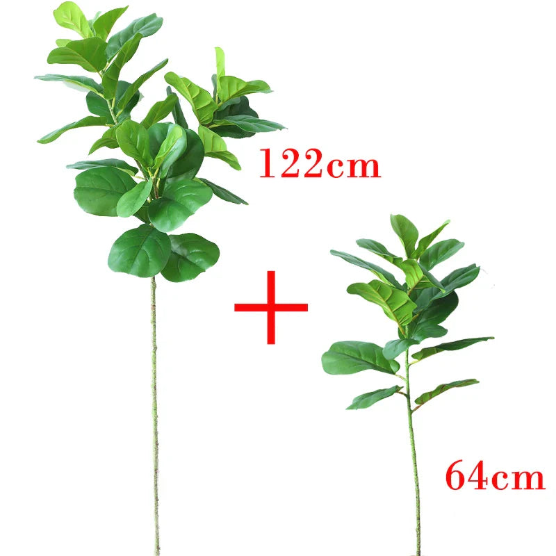Dlight Decor 122cm Large Ficus Tree Branch with Tropical Rubber Leaves 122cm and 64cm