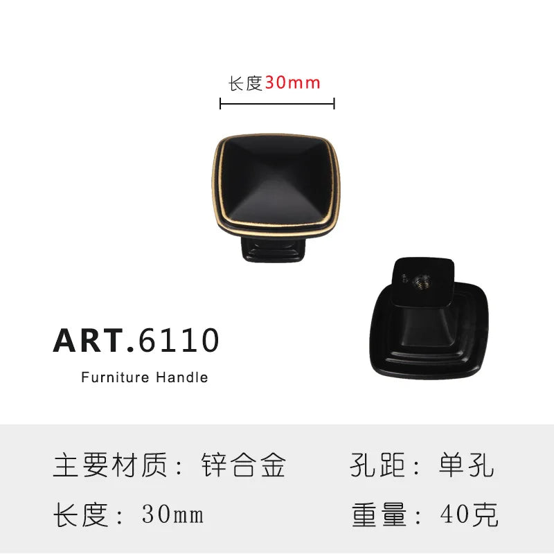 Zinc Alloy Solid Cabinet Door Handles – Modern Minimalist Knobs for Wardrobe and Kitchen Furniture 6110 Handles