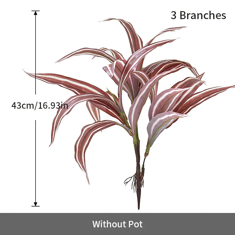 Dlight Decor 43cm Dracaena Air Grass Branch with Bamboo Leaves for Desktop Decor 43cm Red