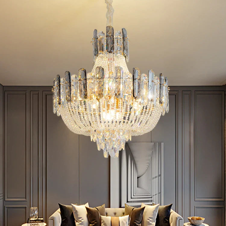 New Design Colorful Luxury Crystal Chandelier - Modern Artistry With Adjustable Chain For Living