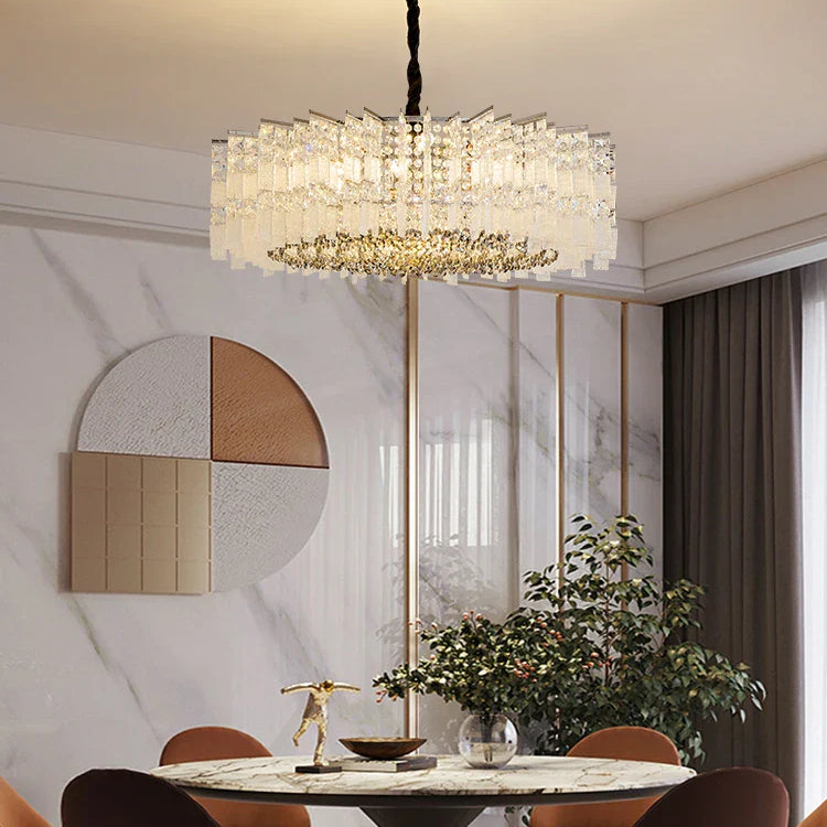 Elegant Led Crystal Chandelier For Luxurious Living Rooms - Chrome/Gold Round Design Perfect Indoor