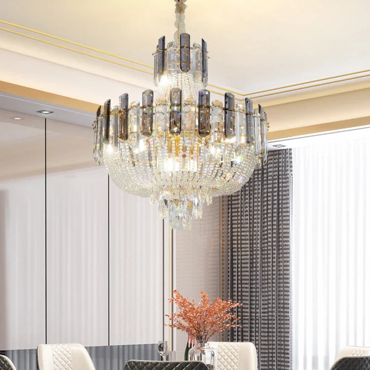 New Design Colorful Luxury Crystal Chandelier - Modern Artistry With Adjustable Chain For Living
