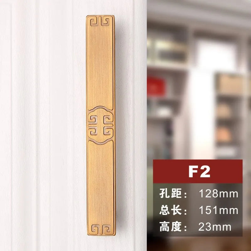 Antique Yellow Bronze Wardrobe Handles - Modern Zinc Alloy Drawer Knobs for Cabinets and Closets F2 128mm Handles