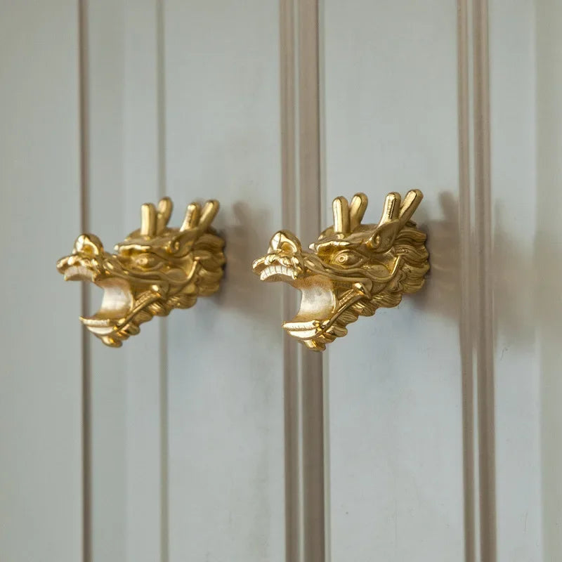 Luxury Brass Solid Handle Pure Copper Animal Shape High-grade Gold Wardrobe Dresser Drawer Cabinet Pulls Furniture