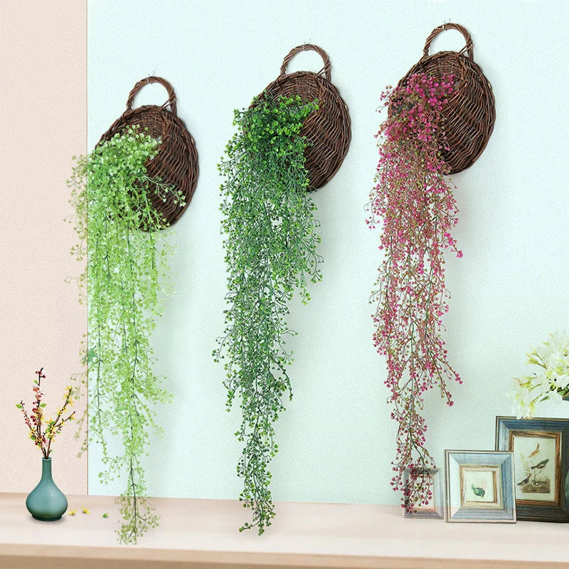 Dlight Decor 75cm Hanging Golden Bell Willow Vine with 5 Forks for Wall and Garden Decor