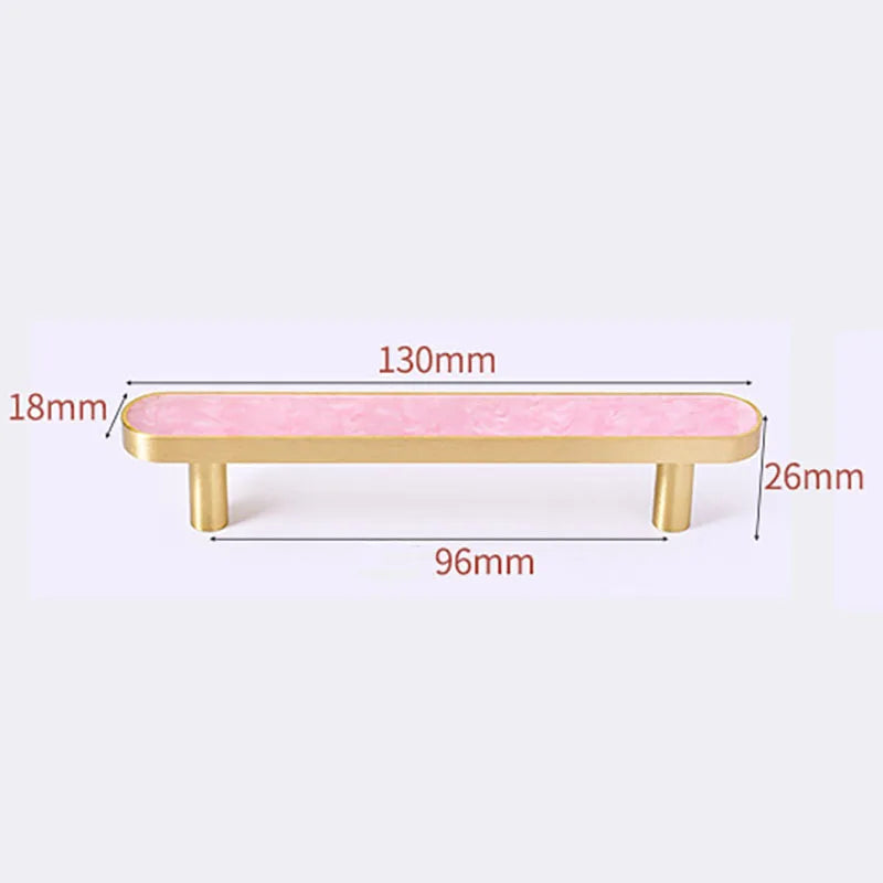 Brass and Acrylic Cabinet Handles – Colorful European Wardrobe Pulls for Furniture (96/128mm Hole Distance) 130mm G