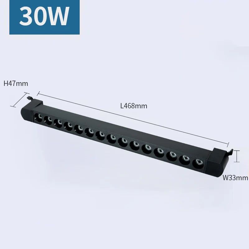 3-Wire LED Track Light - Ceiling Spot Lamp for Clothing Shops 30W LED Grille Black / Warm White ceiling light