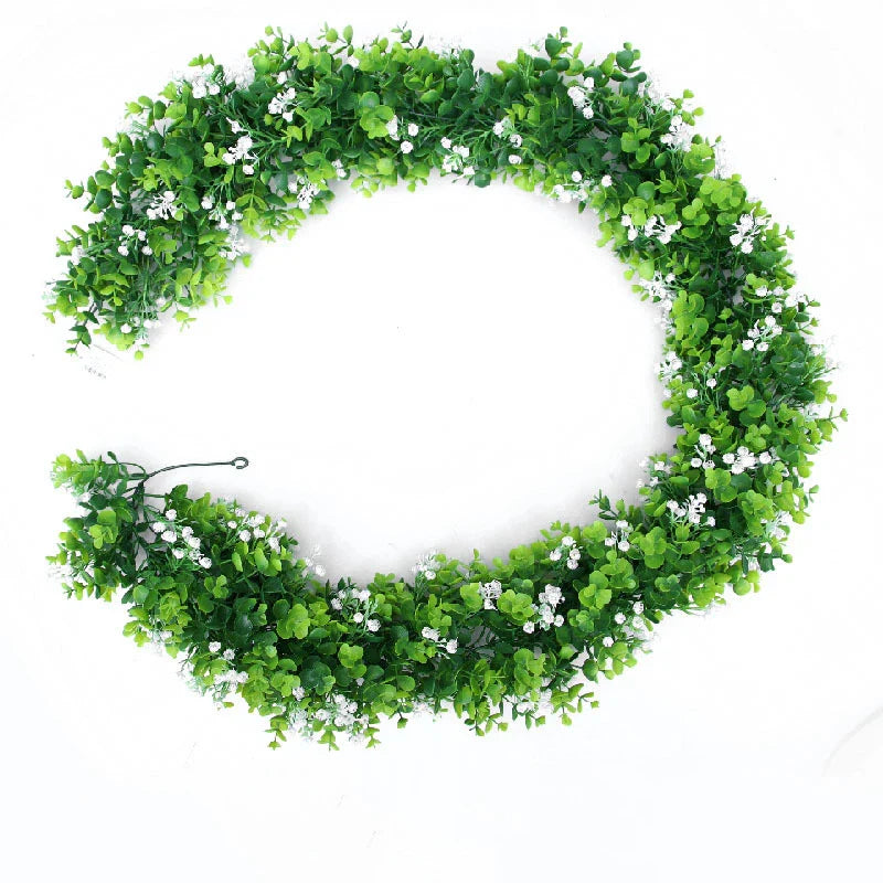 Dlight Decor Eucalyptus Vines with Babysbreath for Wall and Event Decor White