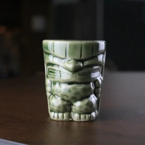 60ml Ceramic Tiki Mug – Hawaiian Cocktail Cup for Home Bars & Parties | Dlight Decor green-type4-xixi / 60ml cups