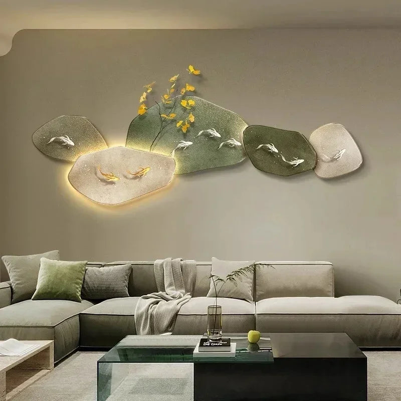Dlight Decor 3D Nine Fish Wall Lamp Mural Art Wall Art