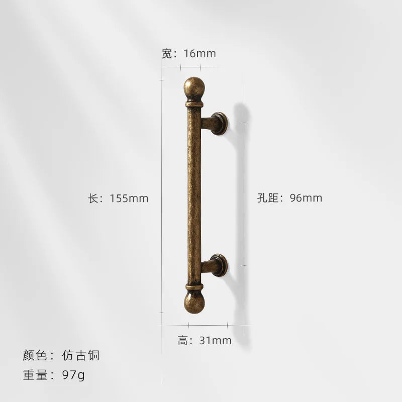 Antique Bronze Wardrobe Door Handles – Zinc Alloy Cabinet Pulls and Drawer Knobs 5066-96mm Handles