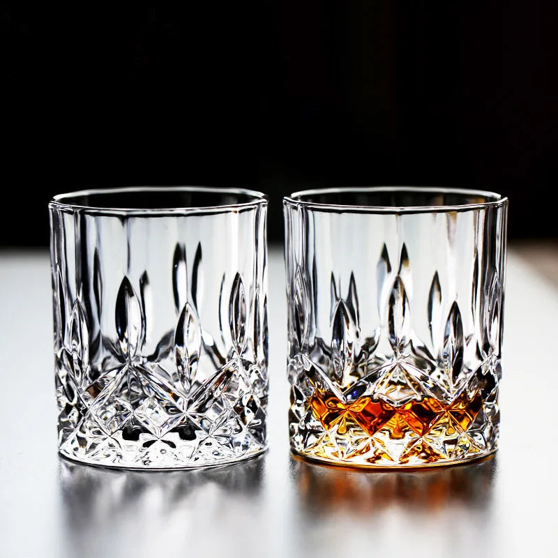 Dlight Decor 2pc 230ml Crystal Embossed Glass Cup Set – Whiskey Wine & Water 230ml / 2pcs