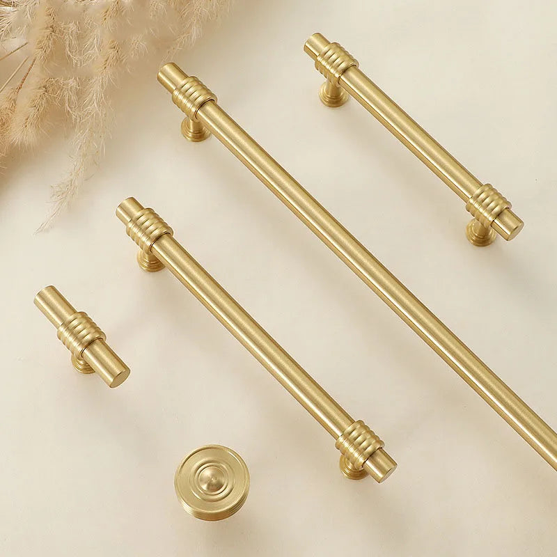 Satin Gold Furniture Handle – Solid Brass Cabinet Knobs and Drawer Pulls (50mm-358mm) Handles