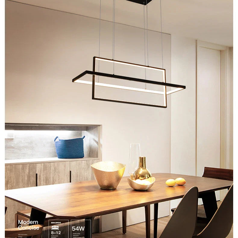 Sleek Led Rectangular Chandelier Light - Perfect For Kitchen Dining Living Room And Bedroom Decor