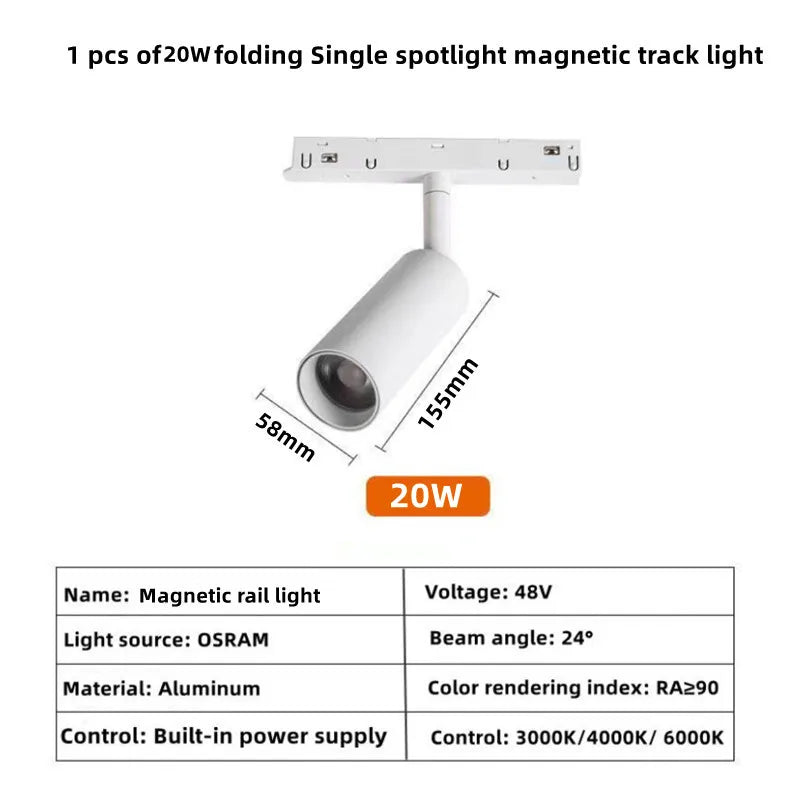 Modern Magnetic Track Lights - Embedded LED Spotlight Downlight 1 pcs 20W Spotlight / Cold light 6000K ceiling light