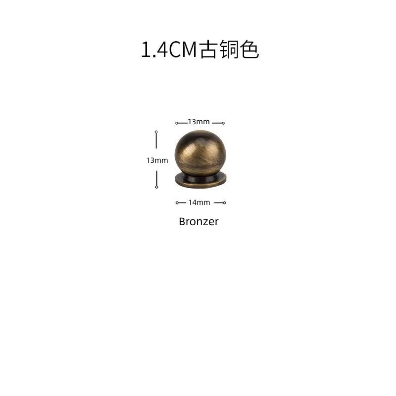 Solid Brass Ball Cabinet Knobs - Vintage Single-Hole Wardrobe and Drawer Handles Bronze 14mm Knobs