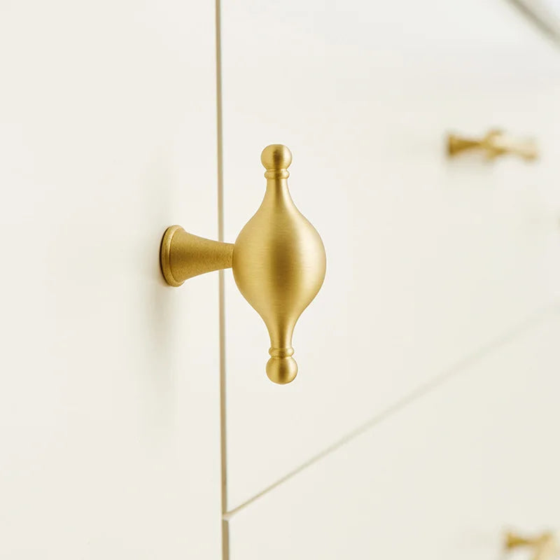 Satin Brass Cabinet Handles – Modern Ball Design Wardrobe Knobs and Drawer Pulls (French Style) Handles