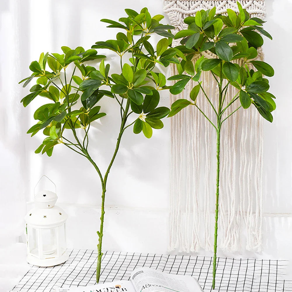 Dlight Decor 73cm Tropical Ficus Palm Tree Branch with Monstera Leaves