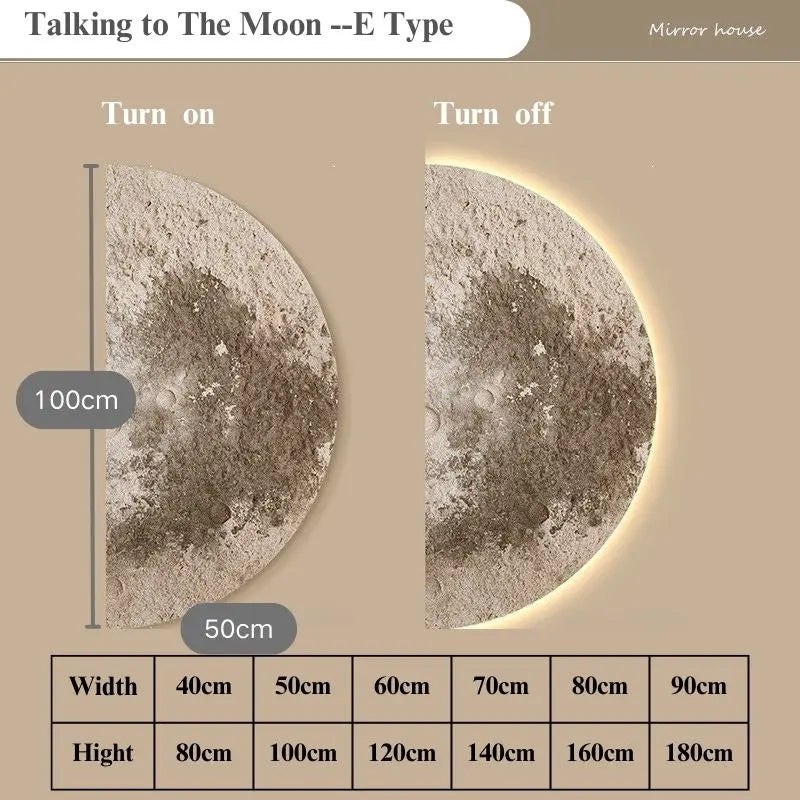 Dlight Decor LED Moon Wall Lamp with Remote Dimming E Type / 50CM X 100CM Wall Art
