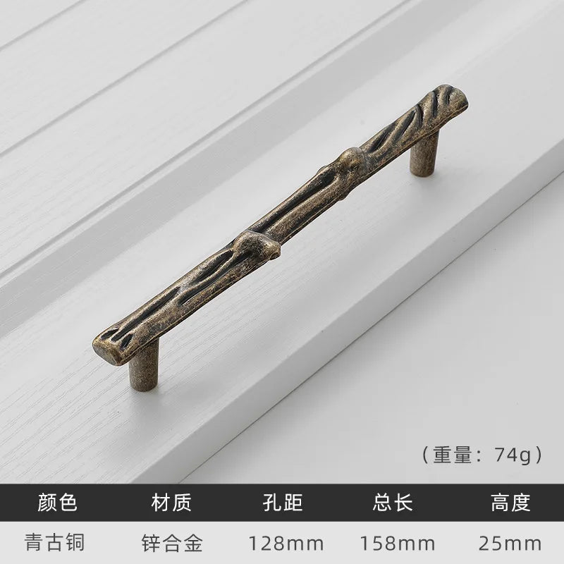 Antique Tree Pole Kitchen Drawer Handles - Zinc Alloy Cabinet Knobs in Bronze Gold and Black Bronze 128mm Handles