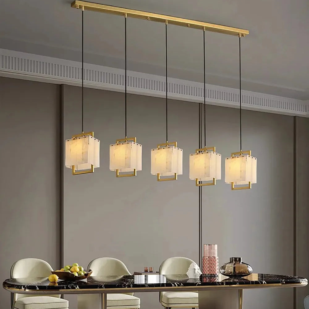 Modern Natural Marble Led Living Room Chandeliers - Elegant Lighting Fixtures For Staircases Lofts