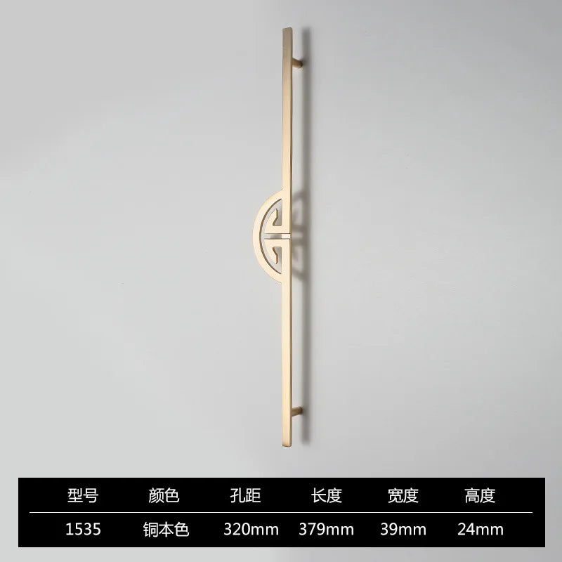 New Chinese-Style Zinc Alloy Cabinet Handles – Elegant Gold Pulls for Wardrobes Drawers and Cupboards Golden-320mm / 1