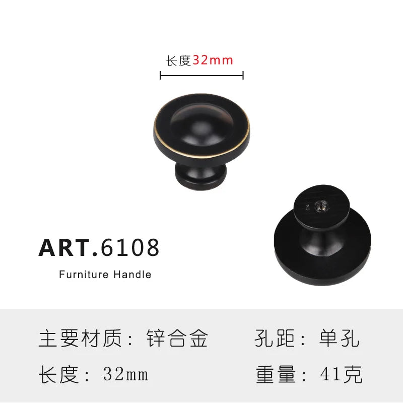 Zinc Alloy Solid Cabinet Door Handles – Modern Minimalist Knobs for Wardrobe and Kitchen Furniture 6108 Handles