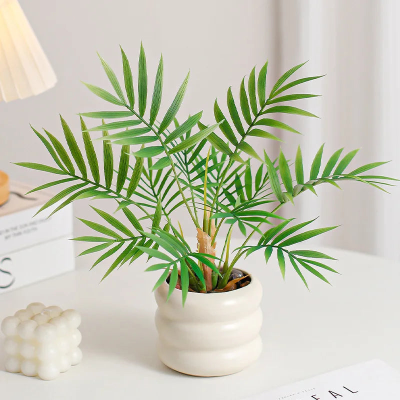 Dlight Decor 44cm Palm Plant Branch with Real Touch Monstera Leaves